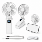 5-Speed Foldable Mini Fan with Display & Phone Stand