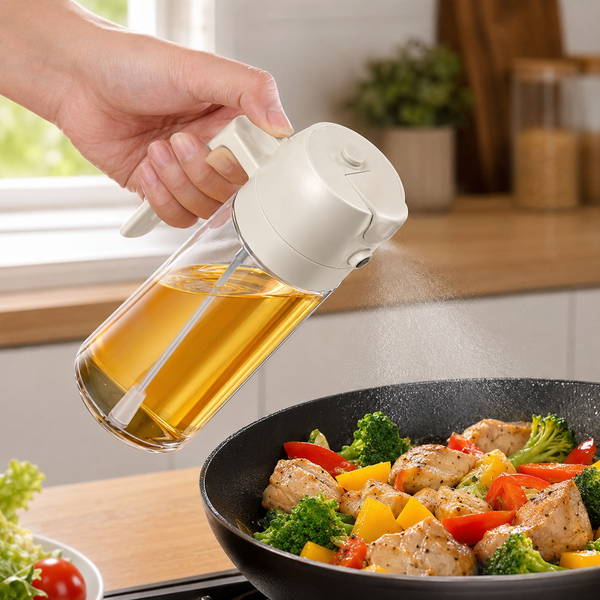 I 2-in-1 Glass Oil Sprayer & Dispenser – 500ml
